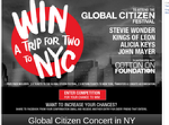 Win a trip for 2 to New York to attend the 'Global Poverty Project' concert!