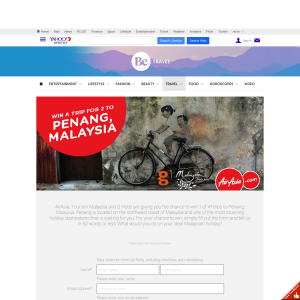 Win a trip for 2 to Penang, Malaysia!