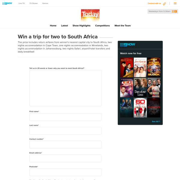 Win a trip for 2 to South Africa wortrh $15K!