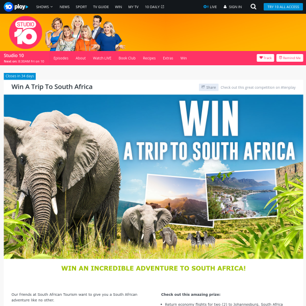 Win a trip for 2 to South Africa!