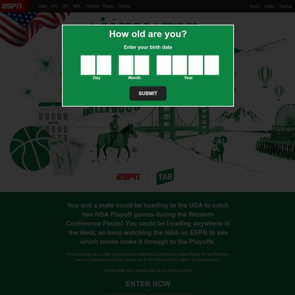 Win a trip for 2 to the USA to watch 2 NBA Playoff games