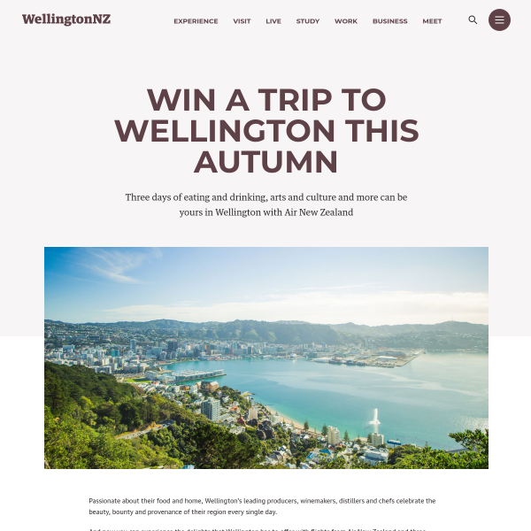 Win a trip for 2 to Wellington with Air New Zealand!