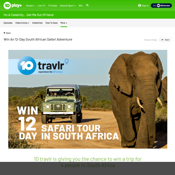 Win a trip for 4 to South Africa!