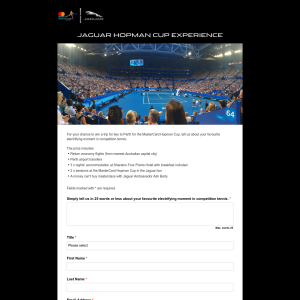 Win a trip for two to Perth for the MasterCard Hopman Cup