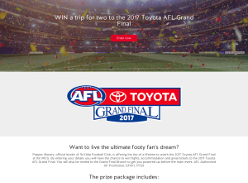 Win a trip for two to the 2017 Toyota AFL Grand Final