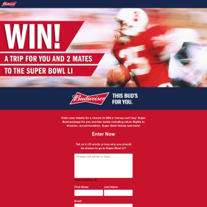 Win a trip for you & 2 mates to the Super Bowl LI!