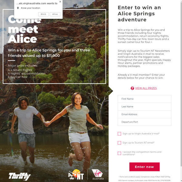 Win a trip to Alice Springs for 4!