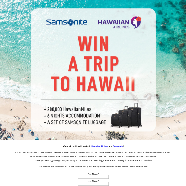 Win a trip to Hawaii