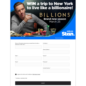 Win a Trip to New York to live like a billionaire