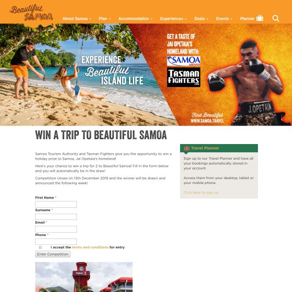 Win a Trip to Samoa for 2
