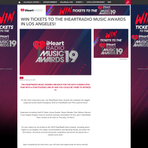 Win a Trip to the 2019 iHeartRadio Music Awards in LA for 2