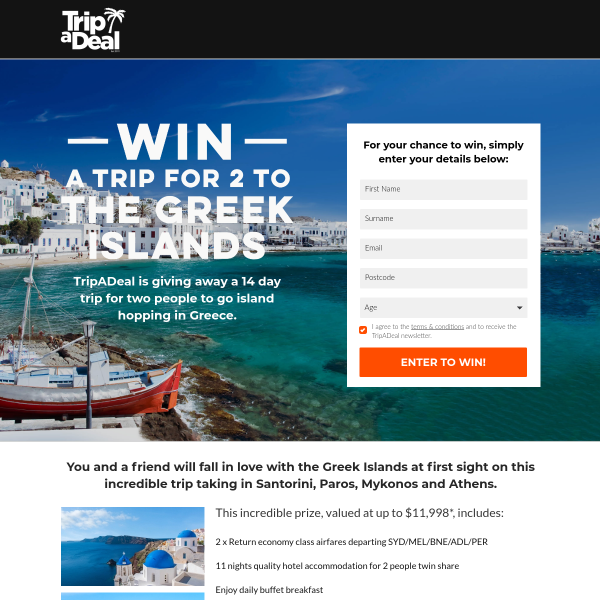 Win a Trip to the Greek Islands for 2