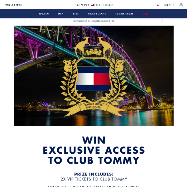 Win a Trip to the Tommy Red Carpet Event in Sydney for 2