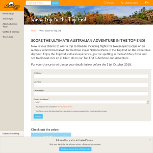 Win a trip to the Top End