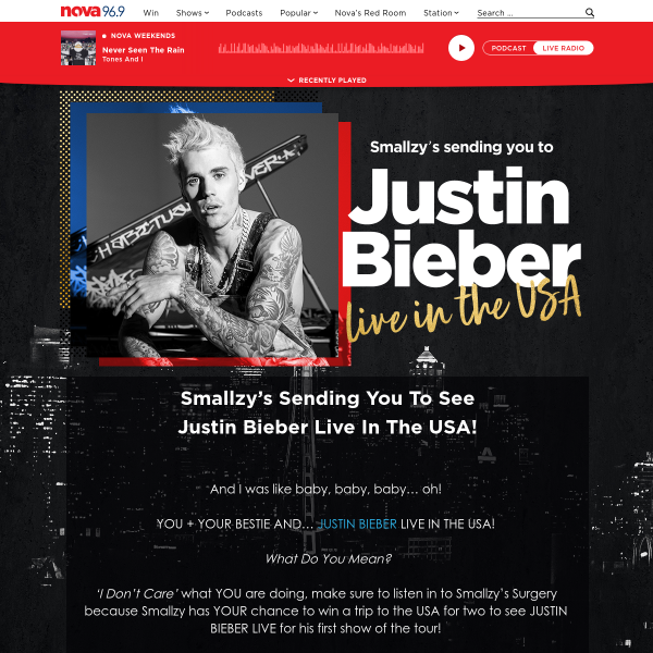 Win a trip to the USA for 2 to see Justin Bieber!