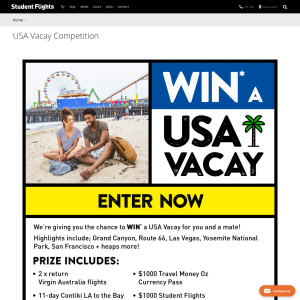 Win a USA Vacation from Student Flights (Aged 18-35)
