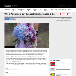 Win a Valentine’s Day bouquet from Love Alice & Co