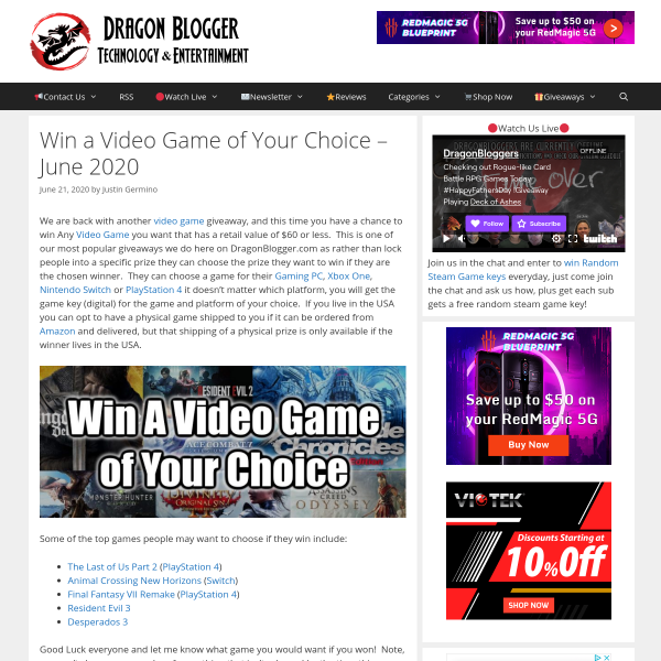 Win a Video Game of Your Choice