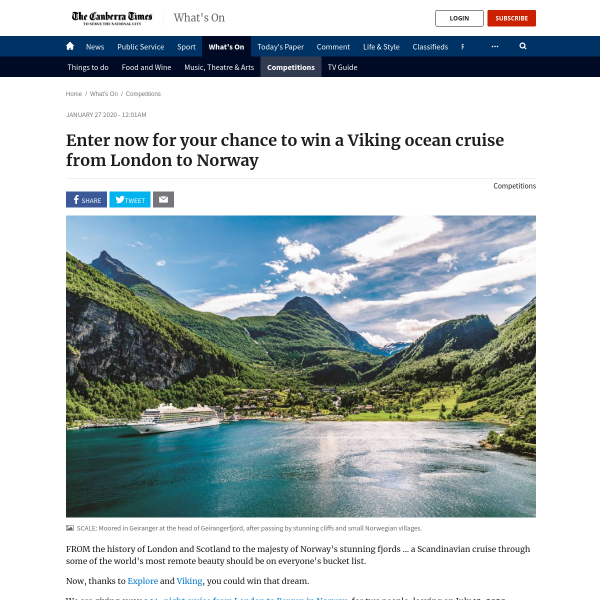 Win a Viking ocean cruise from London to Norway worth $25K!