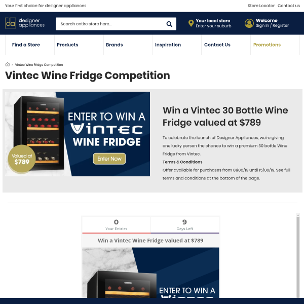 Win a Vintec Wine Fridge