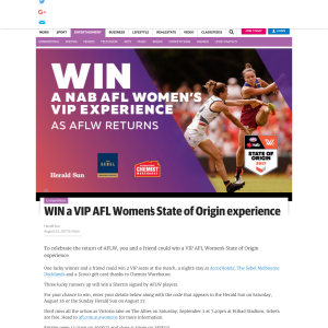 Win a VIP AFL Women's State of Origin experience