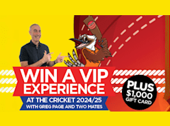 Win a VIP Cricket Experience with 2 Mates Plus a $1K Gift Card