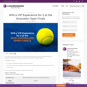 Win a VIP Experience for 2 at the Australian Open Finals
