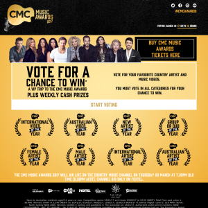 Win a VIP trip to the CMC Music Awards + weekly cash prizes!
