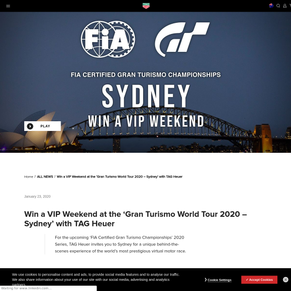 Win a VIP Weekend at the ‘Gran Turismo World Tour 2020 – Sydney’