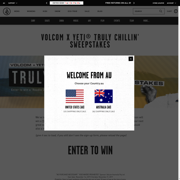 Win a Volcom-Branded YETI Cooler & $400 Online Voucher