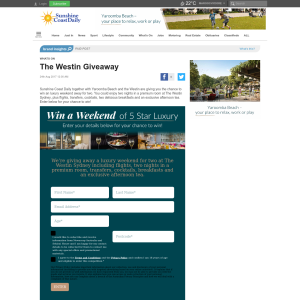 Win a Weekend of 5 Star Luxury at the Westin Sydney