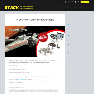 Win a X-Wing, TIE Fighter or Speeder Bike drone