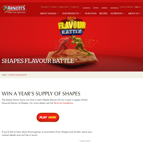 Win a Year of Arnott's Shapes