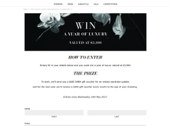 Win a year of luxury, valued at $3,000!