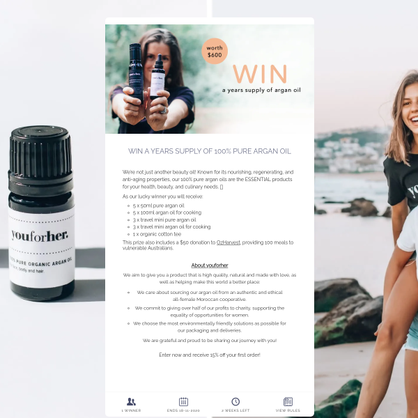 Win a Year of Supply of 100% Pure Argan Oil
