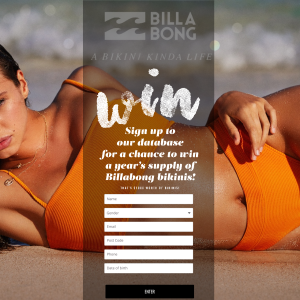 Win a year's supply of Billabong bikinis