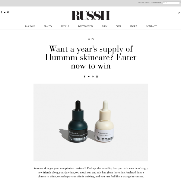 Win a years supply of Hummm skincare!