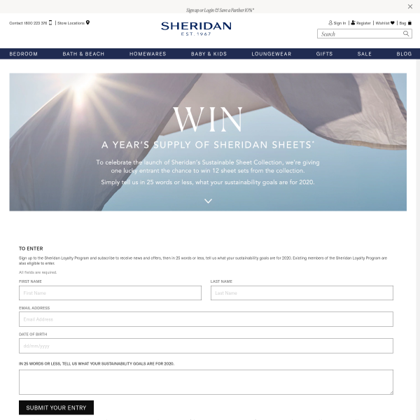 Win a Year's Supply of Sheridan Sheets
