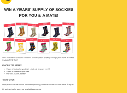 Win a Year's Supply of sockies for you & a mate
