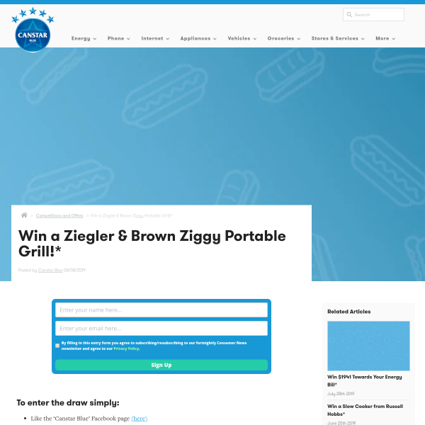 Win a Ziegler & Brown Ziggy Portable Grill BBQ