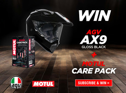 Win an AGV AX9 Gloss Black & a Motul Care Kit