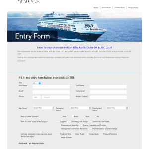 Win an 8-day Pacific Cruise or $4,000 cash!