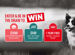 Win an Accommodation and Pet Sitting Vouchers and a Year Supply of Pet Food