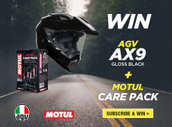 Win an AGV AX9 Gloss Black PLUS a Motul Care Kit