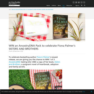 Win an AncestryDNA Pack to celebrate Fiona Palmer's Sisters and Brothers