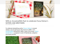 Win an AncestryDNA Pack to celebrate Fiona Palmer's Sisters and Brothers