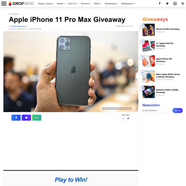 Win an Apple iPhone 11 Pro Max