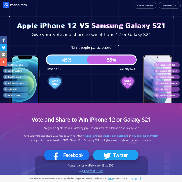 Win an Apple iPhone 12 128GB or Samsung Galaxy S21 128GB