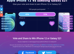 Win an Apple iPhone 12 128GB or Samsung Galaxy S21 128GB