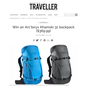 Win an Arc'teryx KHAMSKI 31 Backpack